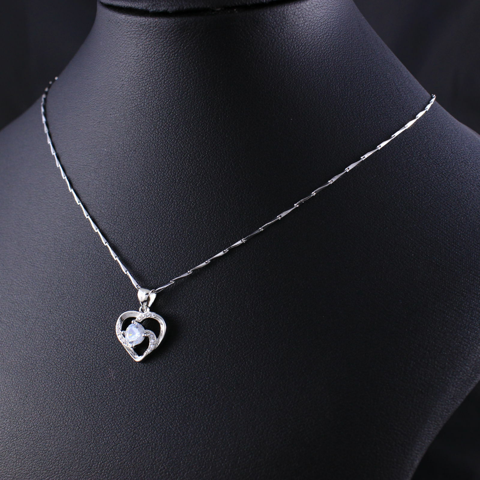 Heart Chain Necklace, Genuine 925 Sterling Silver, + Pouch, Gift Mothers Day