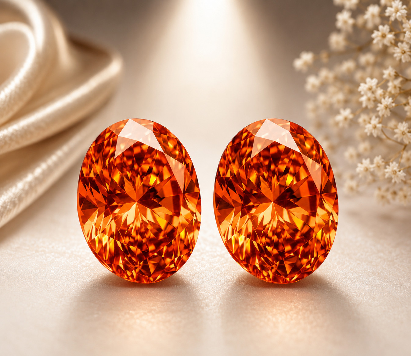 2 Pcs Orange Diamond 9x11mm 7.50Ct Oval Cut VVS1 Precious Loose Diamond Gemstone
