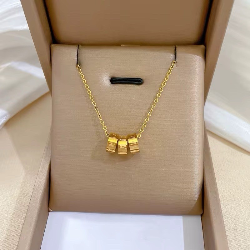 Gold Tone Chain Necklace Square White Heart Charm Pendant, Love & Hearts Theme