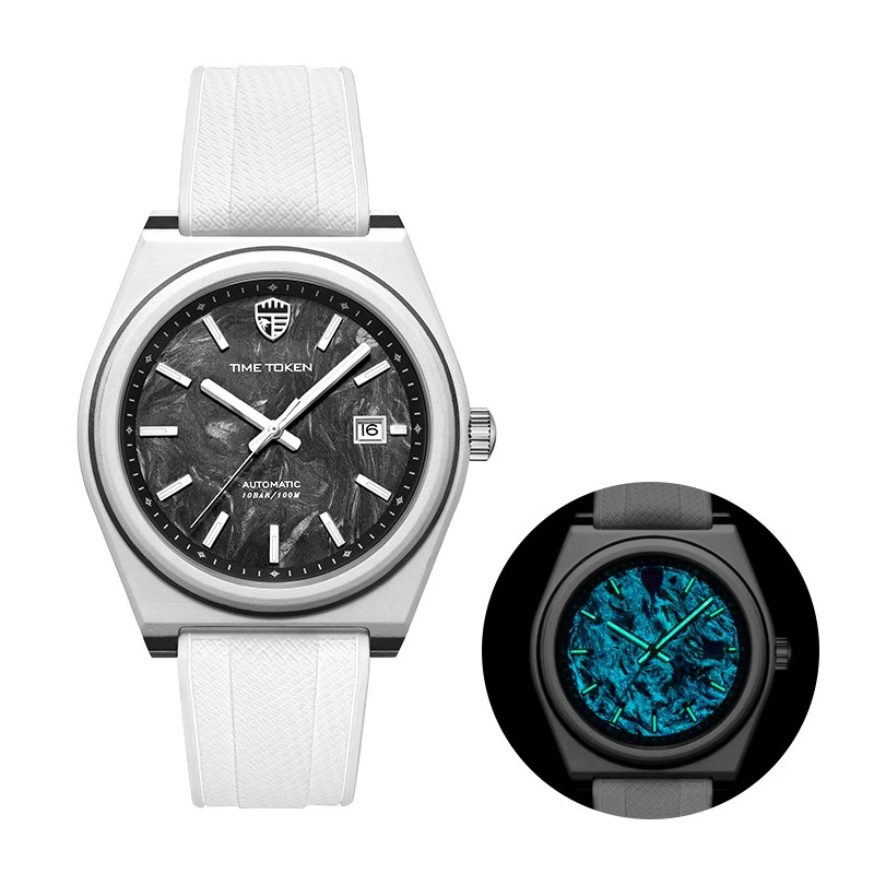 Carbon Fiber Luminous 40mm Automatic Diver Watch 100m Waterproof Miyota 8215