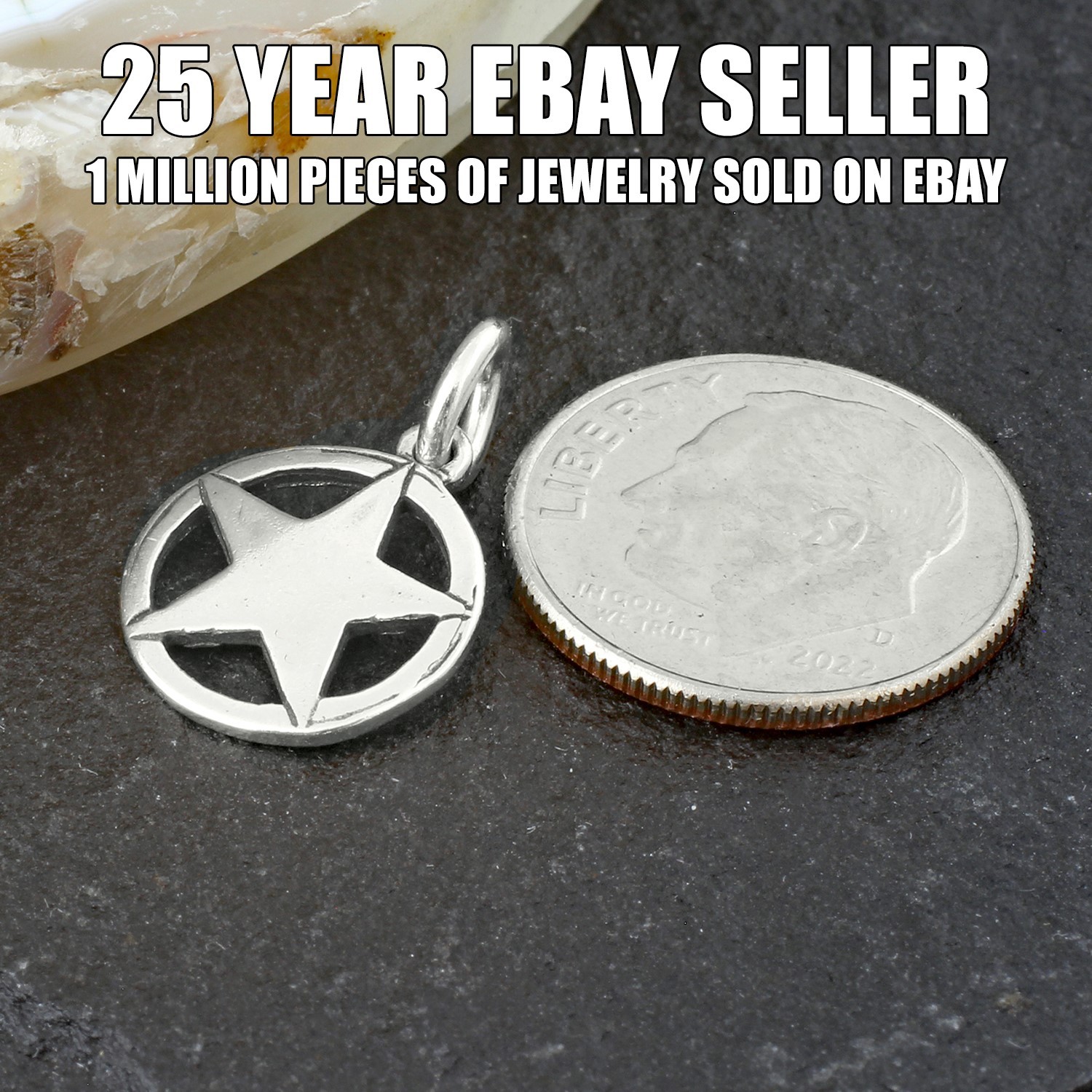 Genuine 925 Sterling Silver Texas Lone Star Charm Pendant