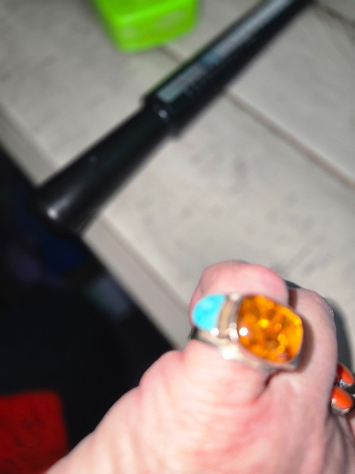 JAY KING DTR Amber & Turquoise Sterling Silver Ring Size 6.5