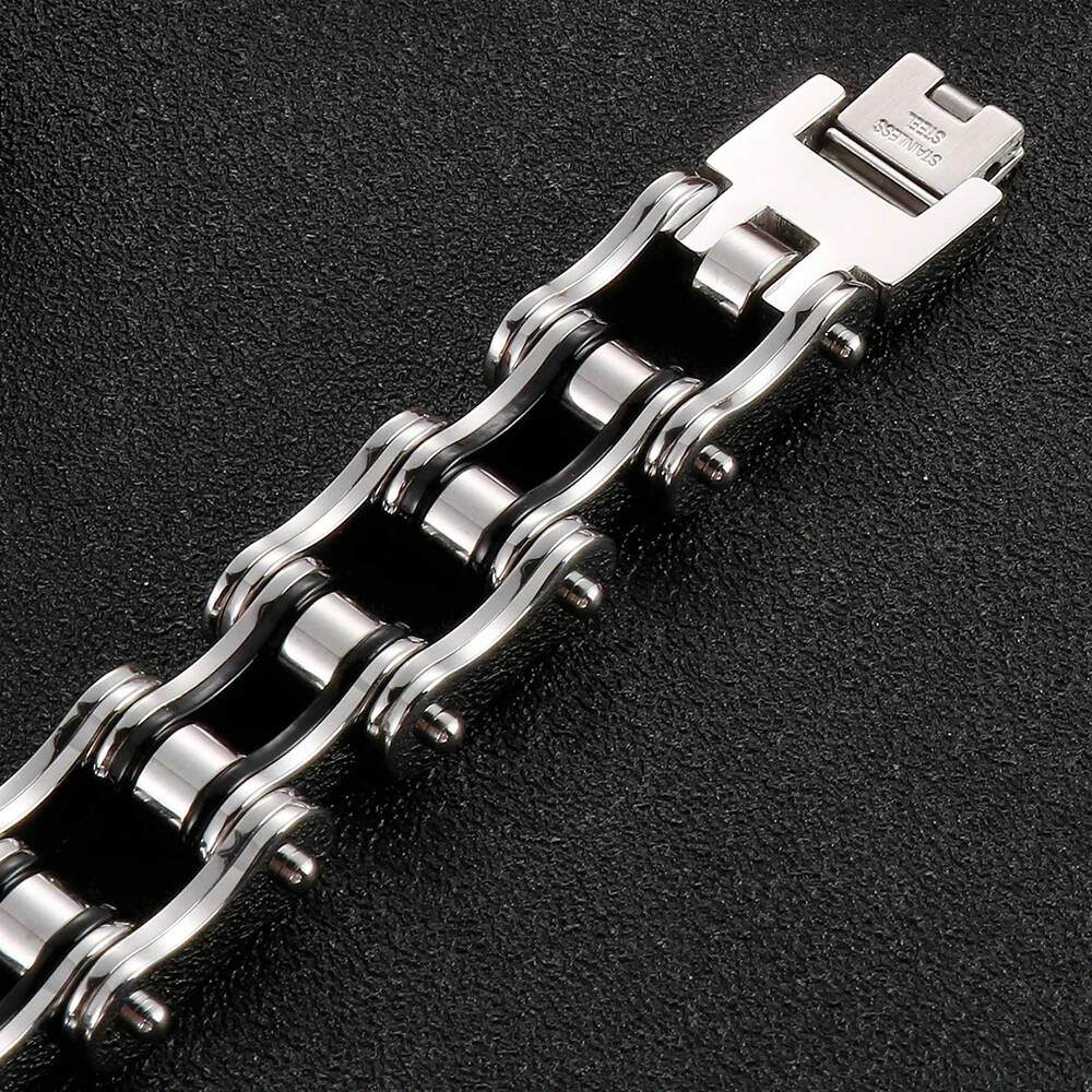 Men Heavy Sturdy Stainless Steel Motorcycle Bike Chain Bracelet Biker Wristband