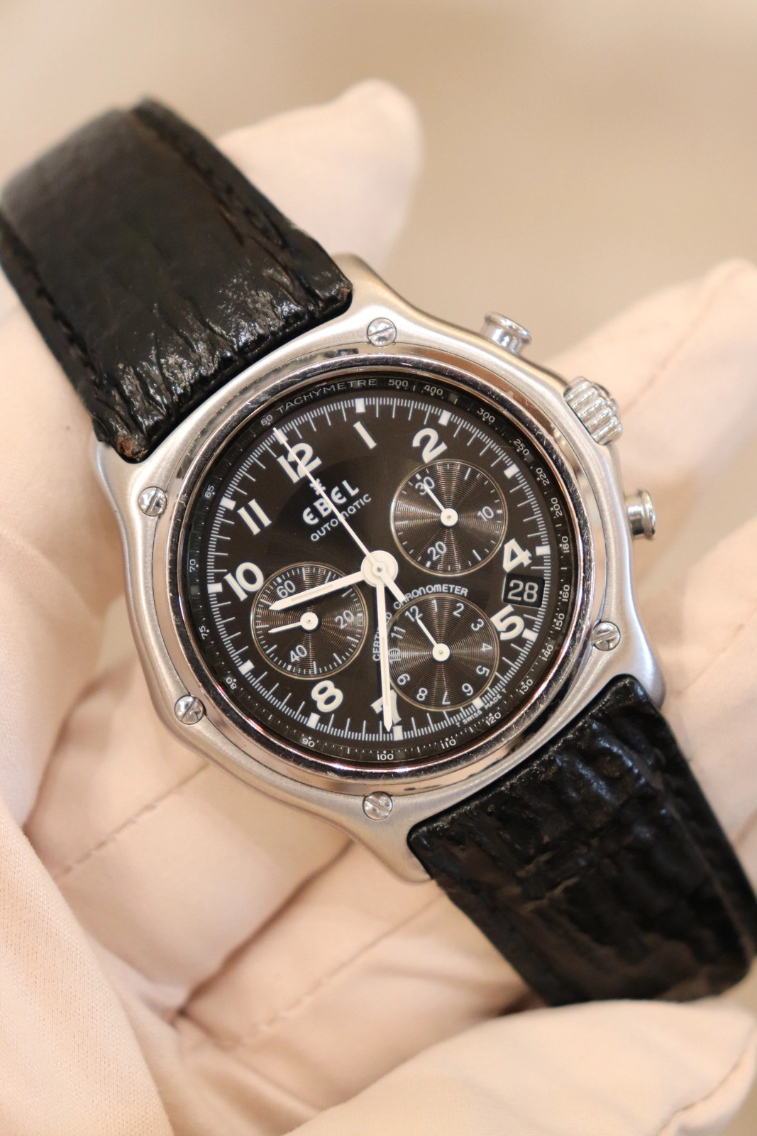 Ebel Chronograph Black Dial on Leather 1911 Chronograph E9137240