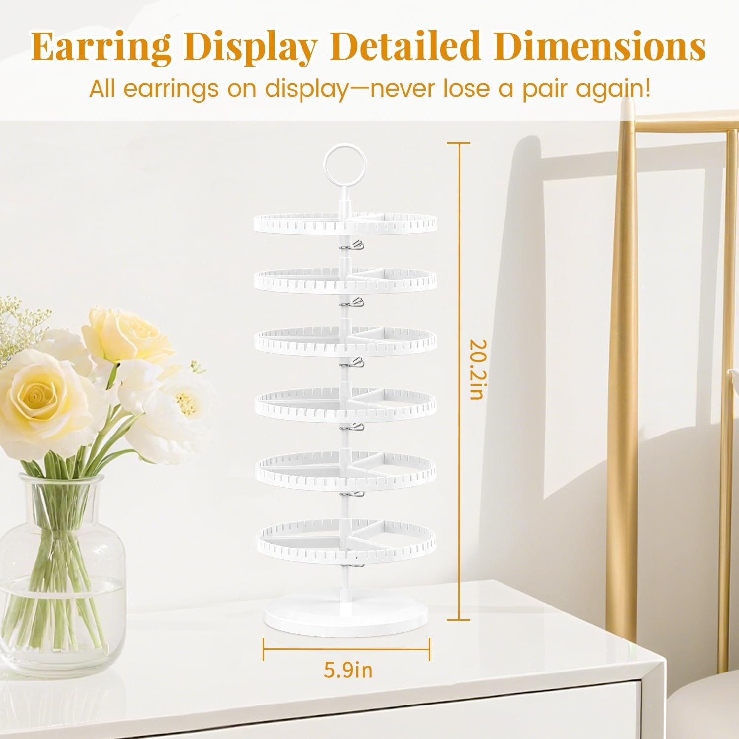 Esluker.Ly Earring Holder Organizer Rotating Stud Display Tree Rack with 342 U-S
