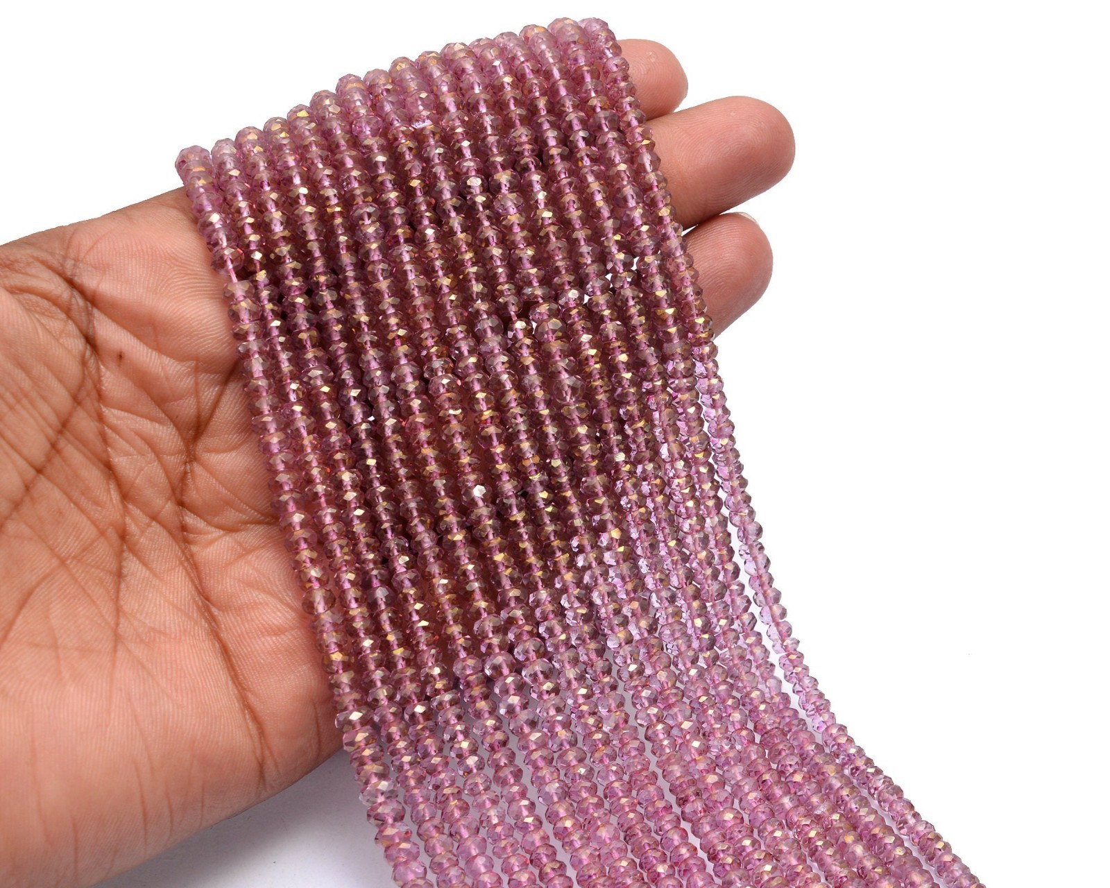 Pink Topaz Crystal Faceted Rondelle Beads, Pink Topaz Beads, Pink Topaz Handmade