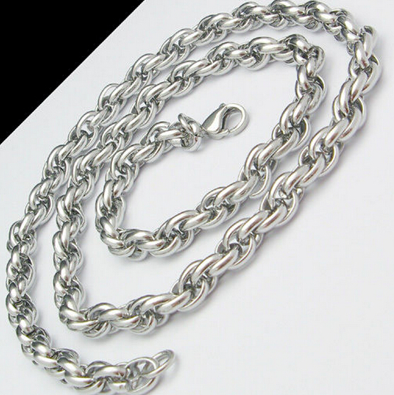 Pure Stainless Steel Round twisty Chain Men’s Necklace Sport Jewelry 8mm 24”