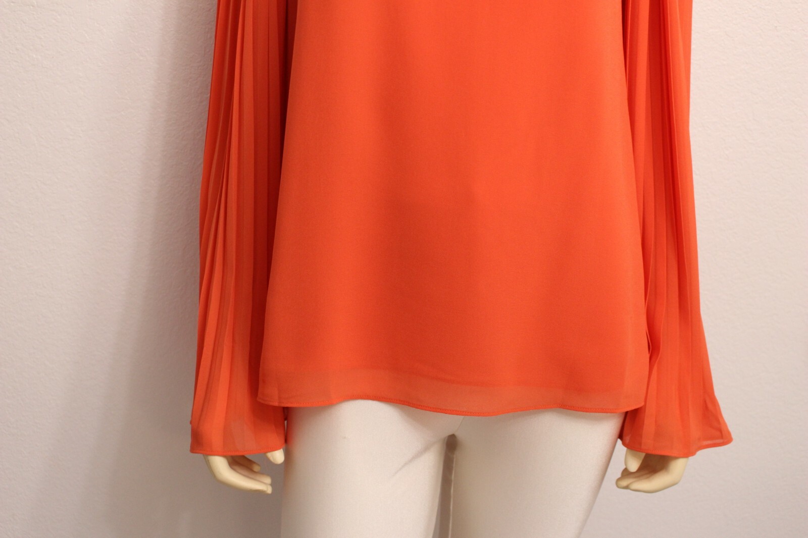 MM Couture by Miss Me Ladies Top size S Orange Pleat LS bare shoulder Polyester