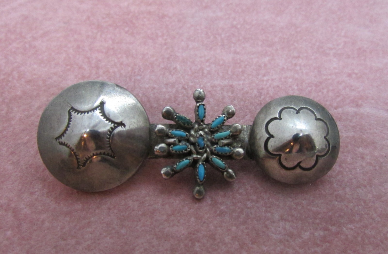 VTG SW N A NEEDLEPOINT TURQUOISE BROOCH /BUTTONS STERLING– NEW PRICE–