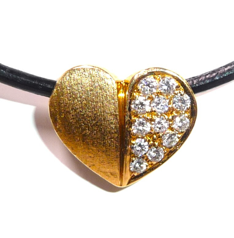 Pendant 750 Gold Heart 0.30 ct. Diamonds Brilliant 15×12.5mm 5.5g F/VS