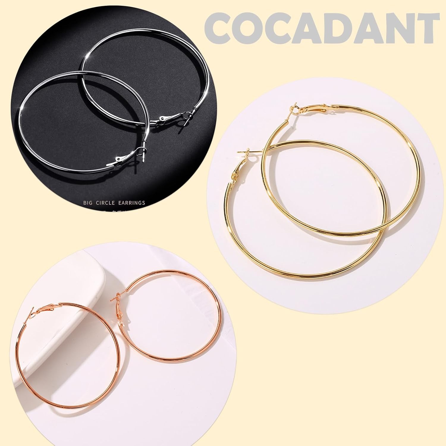 50Mm Big Gold Hoop Earrings for Women Girls,Dainty 14K Gold Hypoallergenic Rose