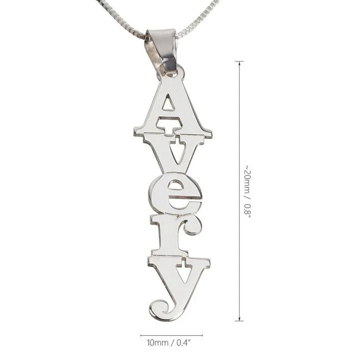 Personalized Vertical Name Necklace Custom Handmade Gift Box Chain