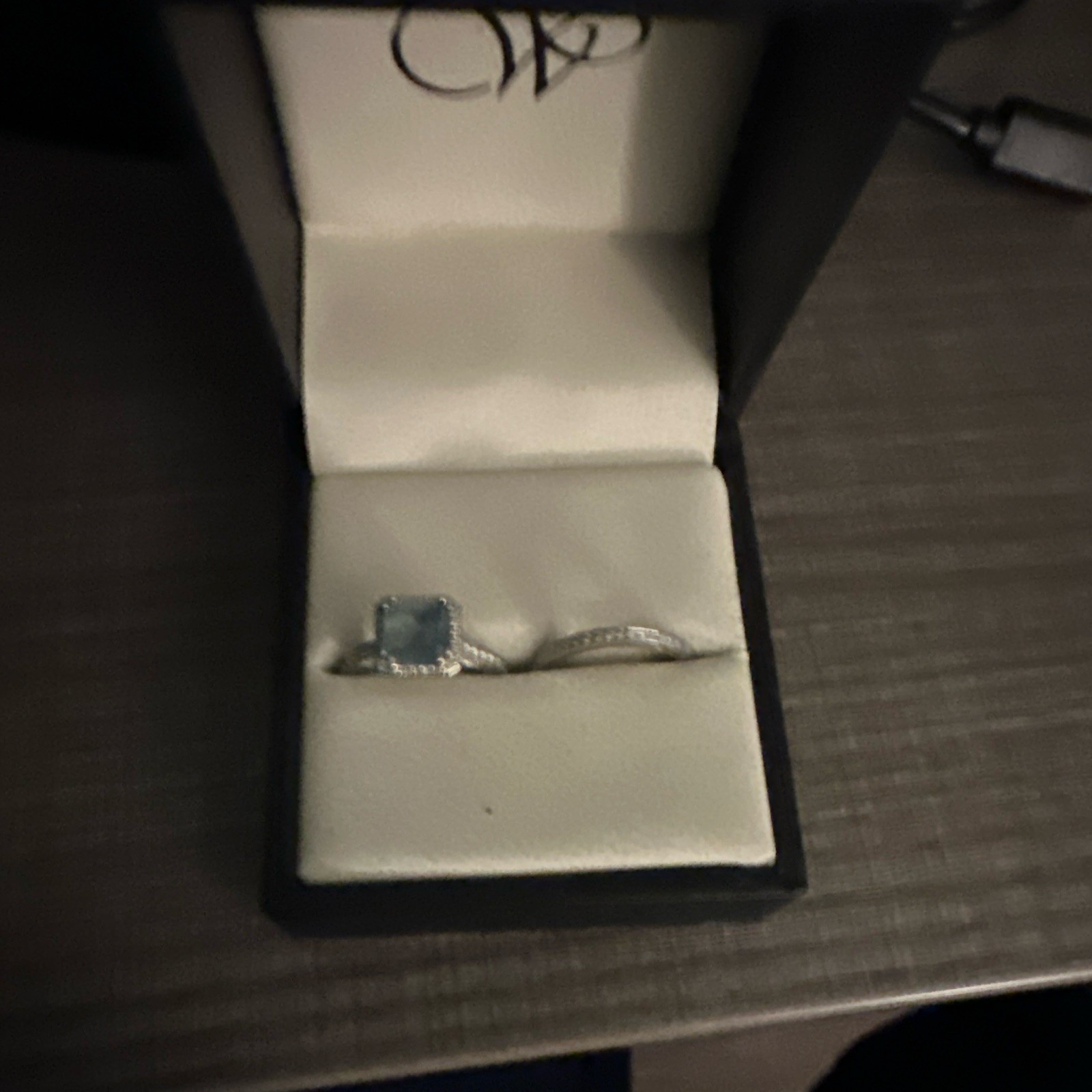 Tacori Platinum Aquamarine Blue Engagement & Wedding Ring Set Size 7