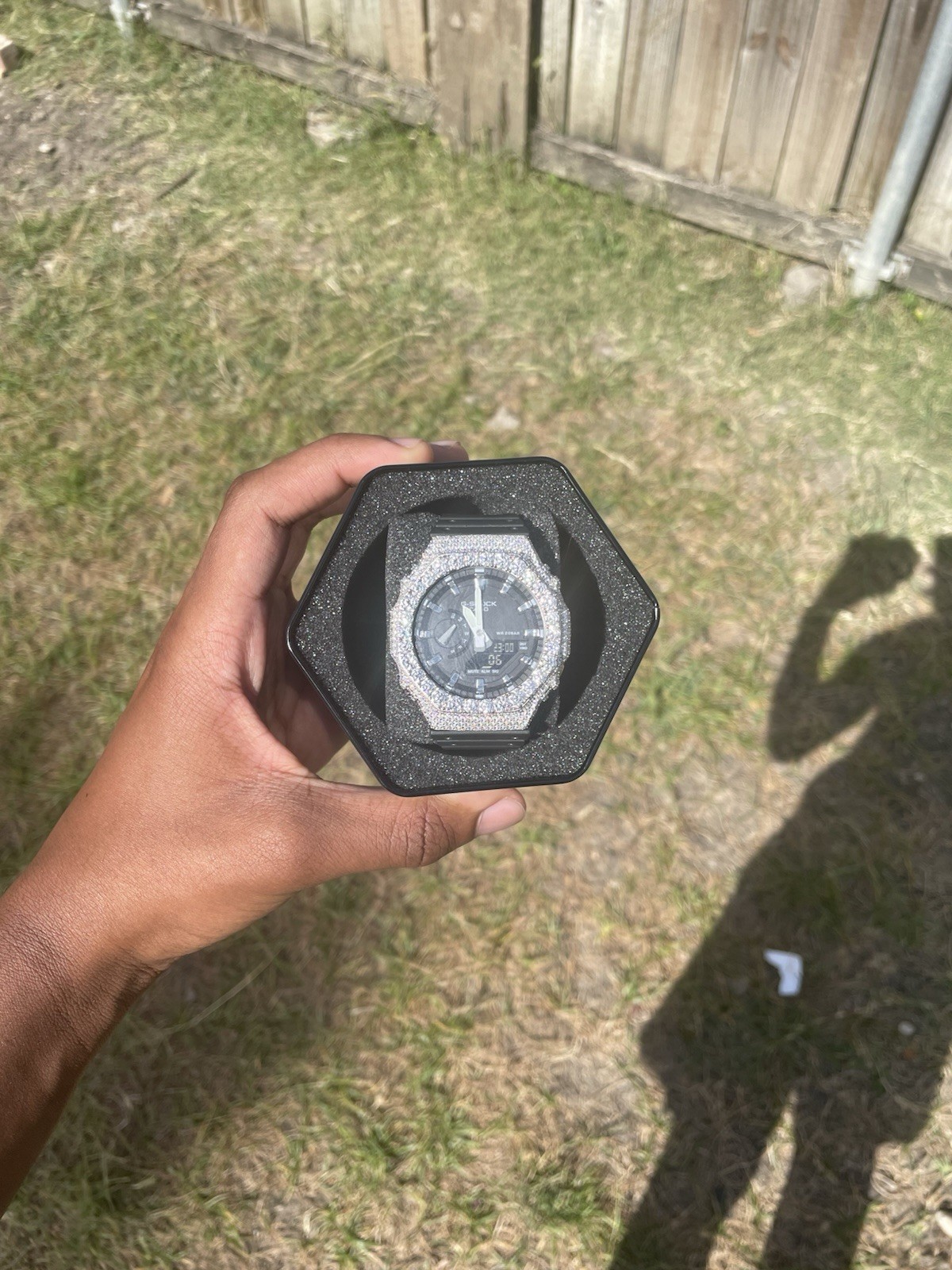 Casio G Shock GA-2100 Watch D Color Moissanite Bezel 925 Silver Mod
