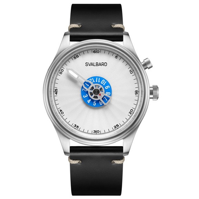 Svalbard TIME TRAVEL HX20 Quartz Steel Black White Leather Men’s Watch