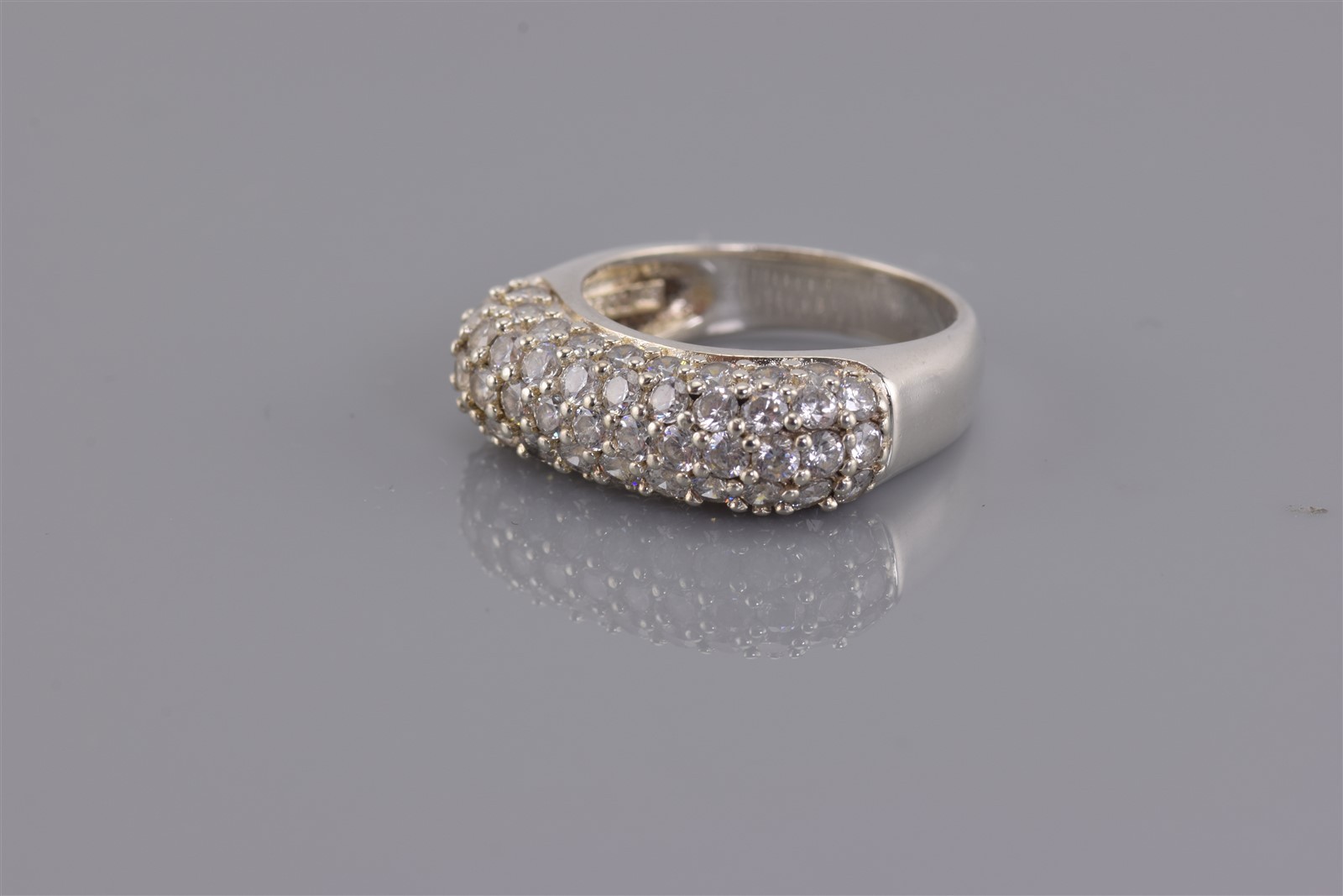 Affinity Sterling Silver Rounded Over Cubic Zirconia Cluster Band Ring 925 Sz: 5