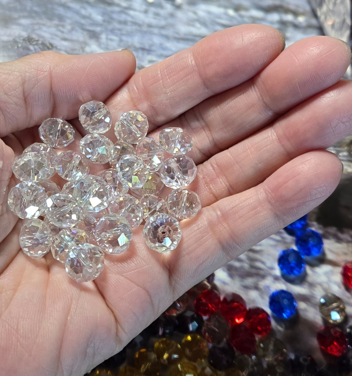 CRYSTAL Beads Bulk Lot DIY Beading TRANSPARENT Mix Colored DIY 8mm 10 lbs