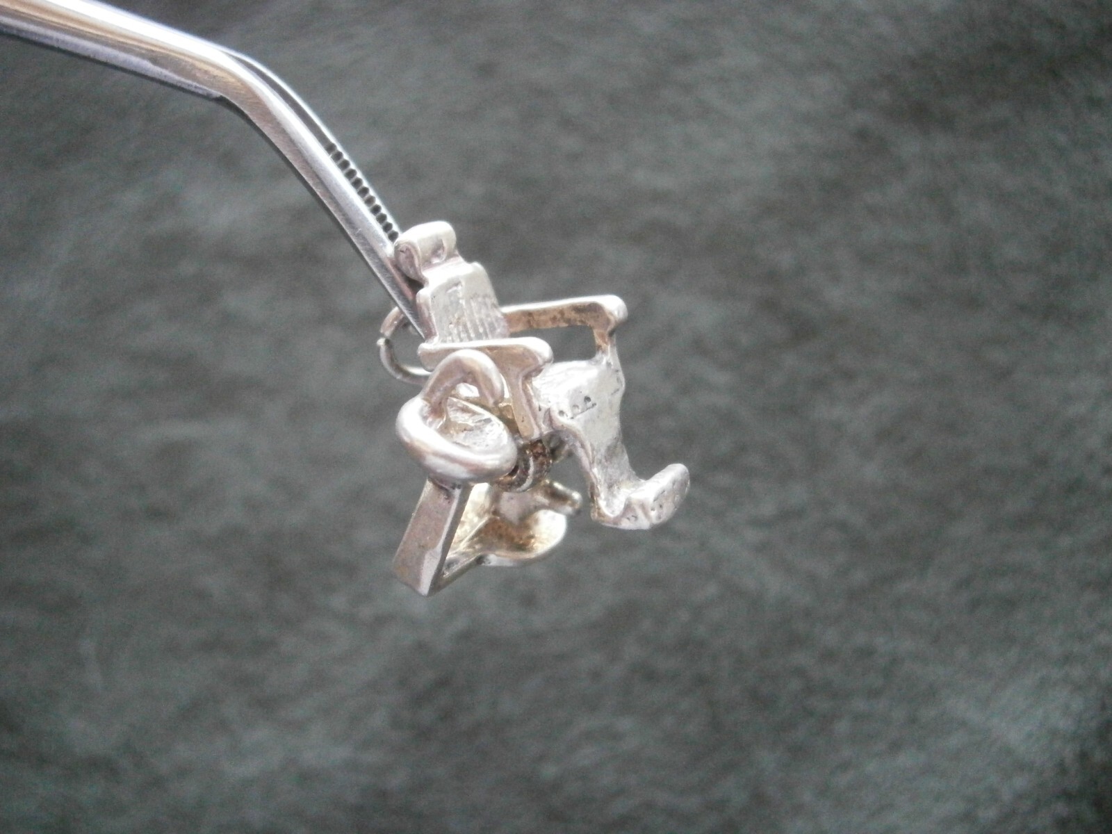 Dentist Chair & Rinse Sink Vtg Sterling Silver Bracelet Charm Pendant 3.5g Moves