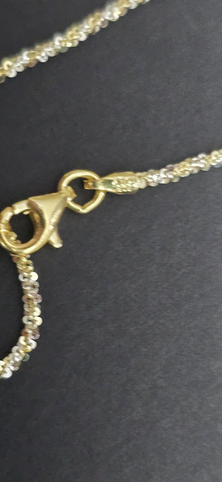 Italian 925 Silver & Yellow Gold Twisted Rock Rope Bracelet 8in