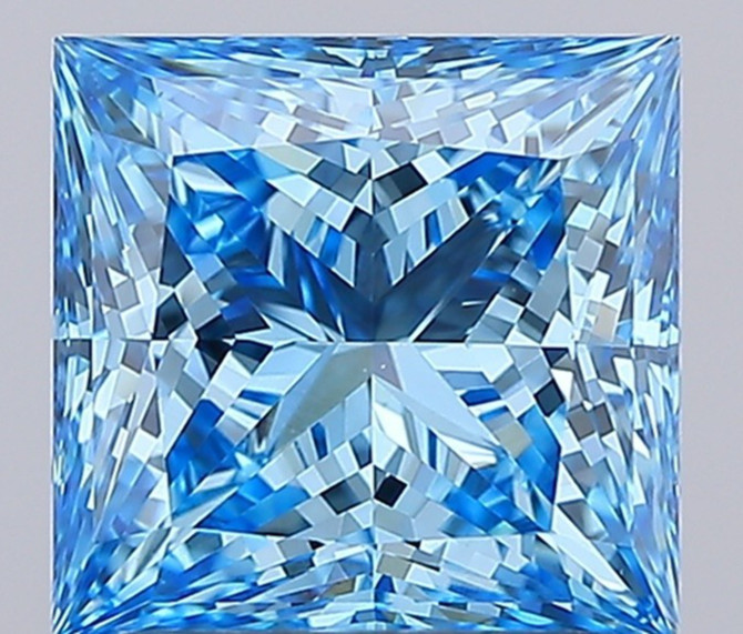 2.05 Ct Princess Cut Fancy Vivid Blue Lab Diamond VVS2 IGI – Friendly Ring