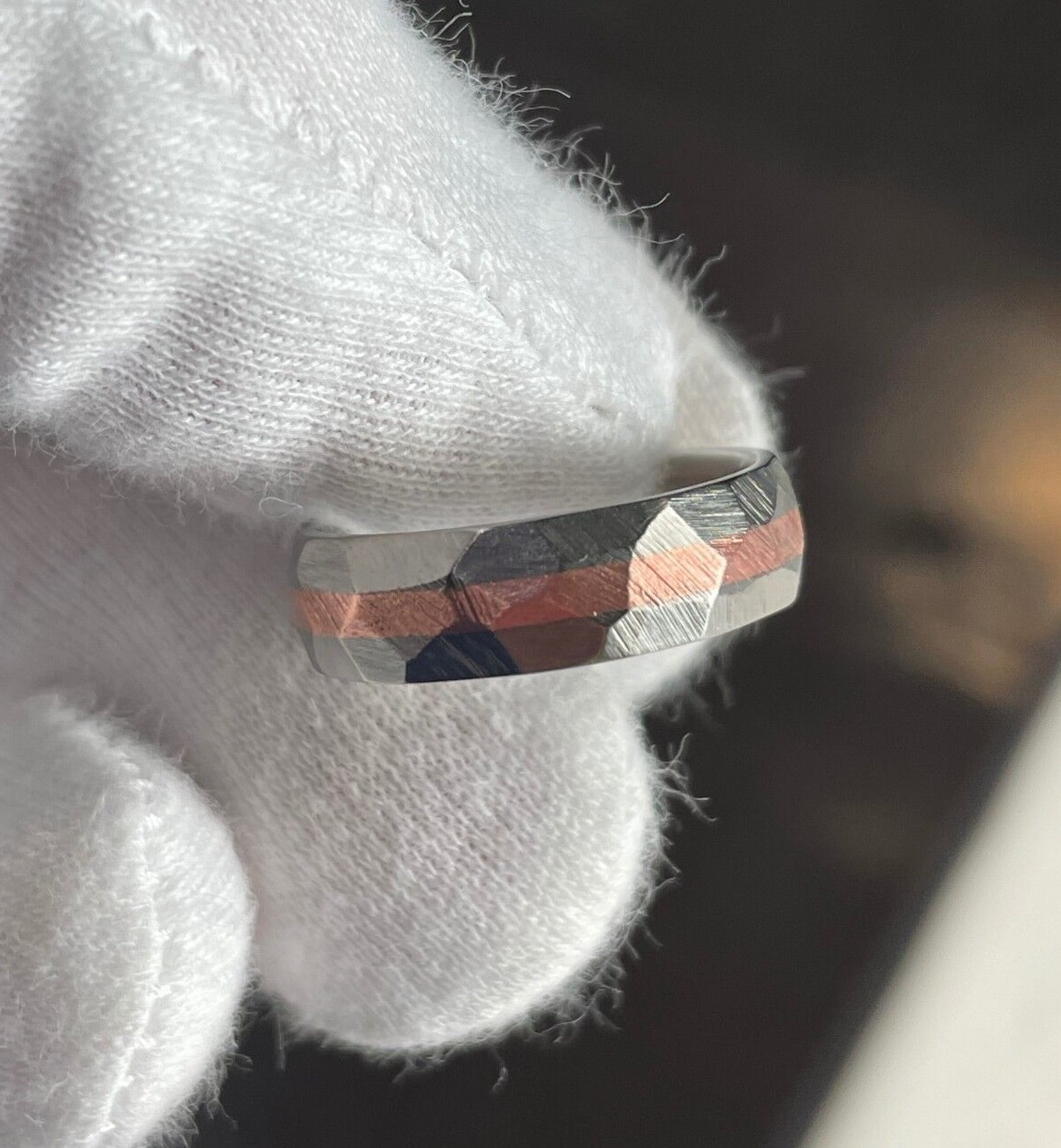 Facet/Ground Profile Copper Titanium Band, Pictured at 6mm, Made to Order