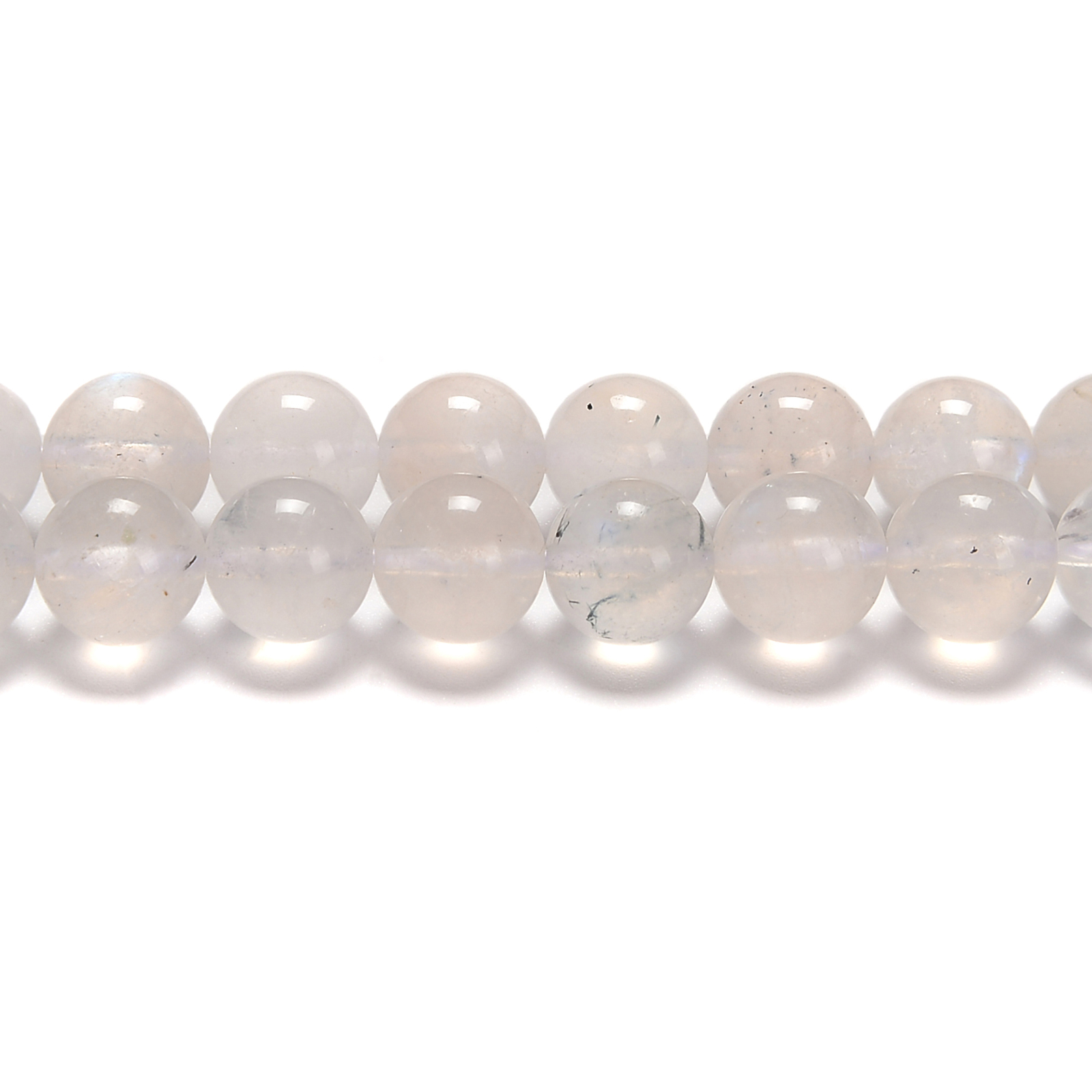 Translucent White Rainbow Moonstone Smooth Round Beads 7.5mm – 12mm 15.5” Strd