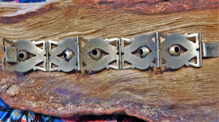 Early Vintage 925 Sterling Silver Taxco Mexico Design Panel Bracelet ~ 35.4g