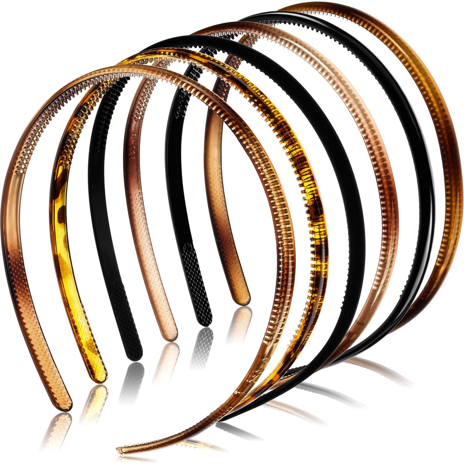 WILLBOND 6 Pieces Plastic Headbands for 1 Count (Pack of 6), Multi-color