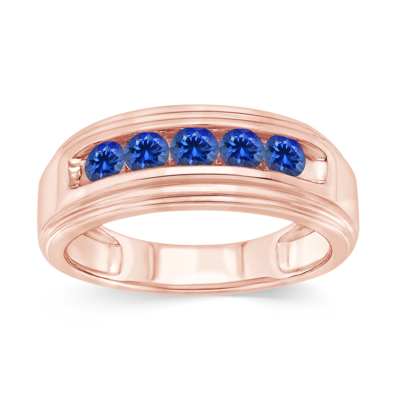 1/2 Ct Men’s Band Ring Sapphire Lab Grown Gemstone 10k or 14k Gold or 925 Silver