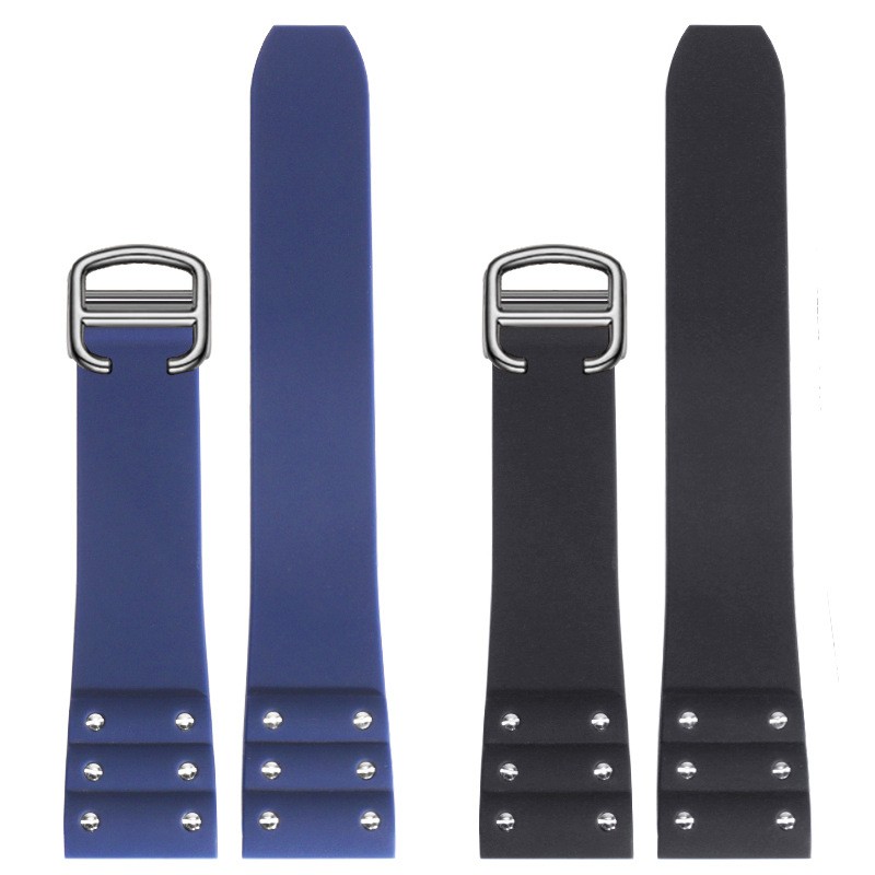 For Catier Santos Folding Clasp Waterproof Silicone Watch Strap Rubber Band 21mm