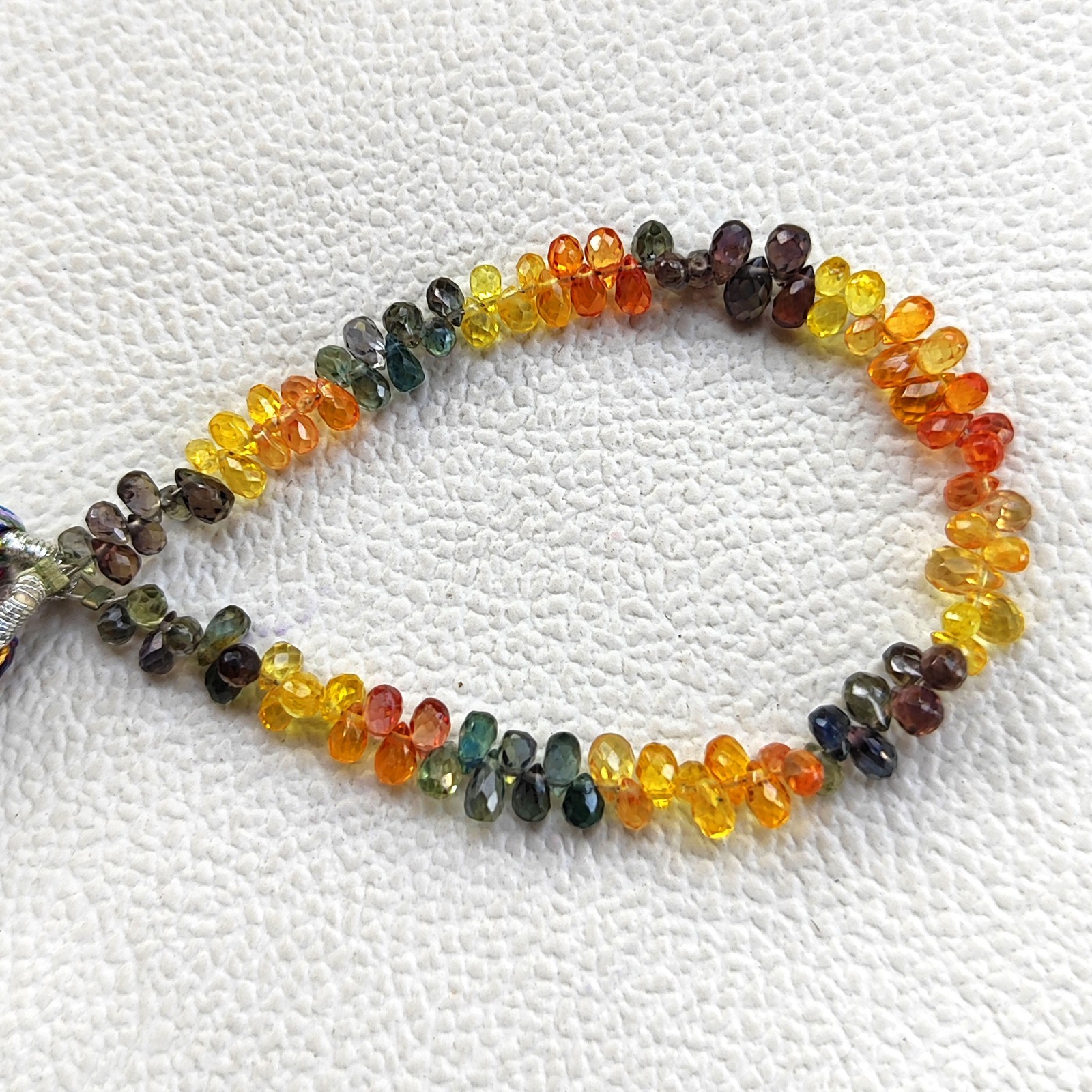 Rainbow Sapphire 4x3mm Faceted Drop Shape Gemstone Beads 5.5 Inch Strand