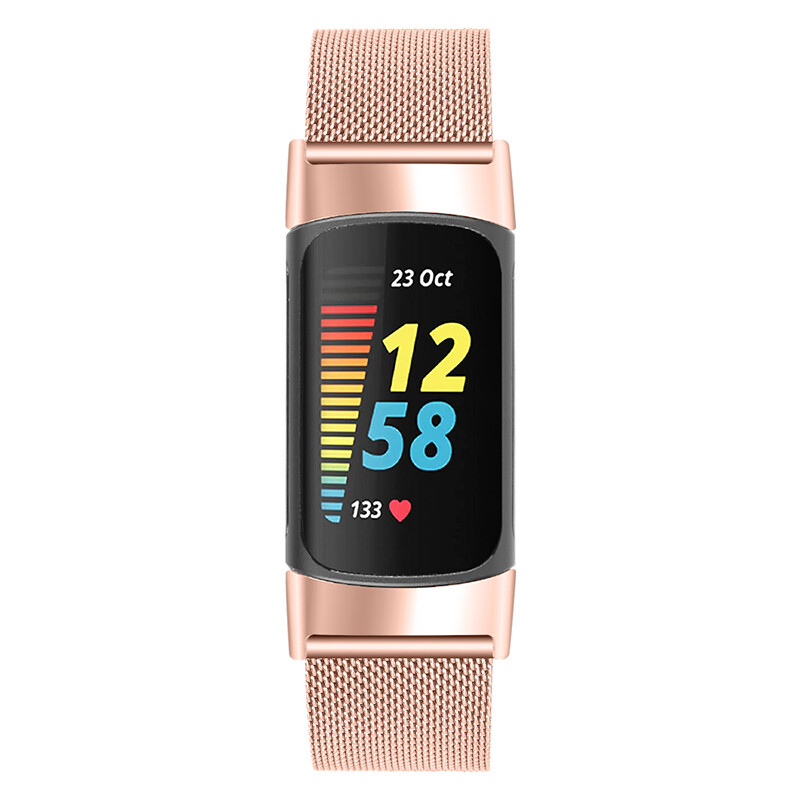 Stainless Steel Metal Milanese Mesh Buckle Band Strap For Fitbit Charge 6 5
