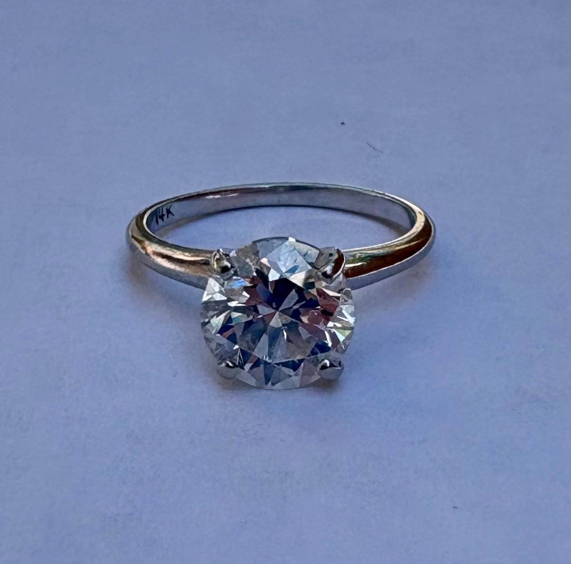 2.00 CT Natural Round Brilliant Diamond Engagement Ring 14K White Gold I/SI1
