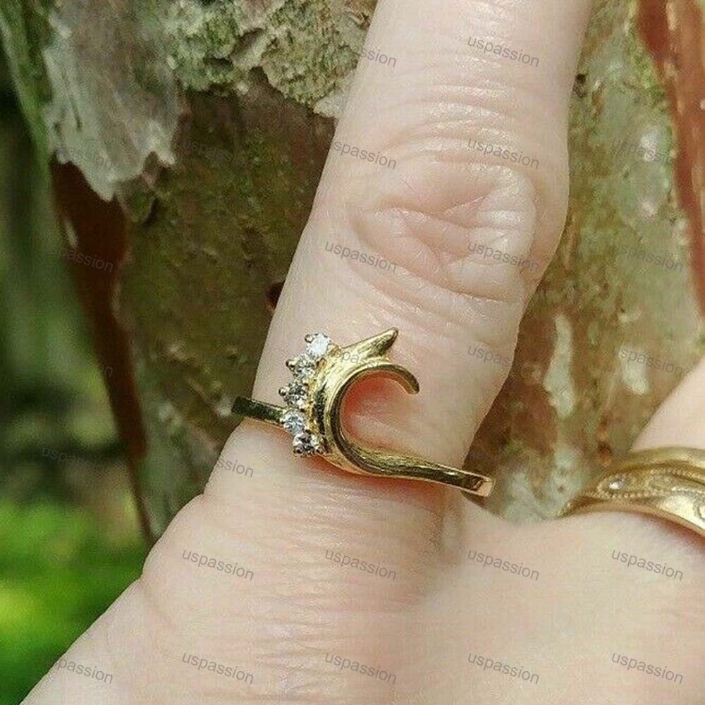 0.05CT MOISSANITE YELLOW GOLD PLATED SILVER GUARD WRAP JACKET ENHANCER BAND