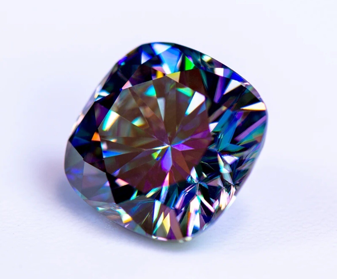 GRA Mystic Moissanite 5 Carat Cushion Certified Loose 10mm GRA Moissanite Gem