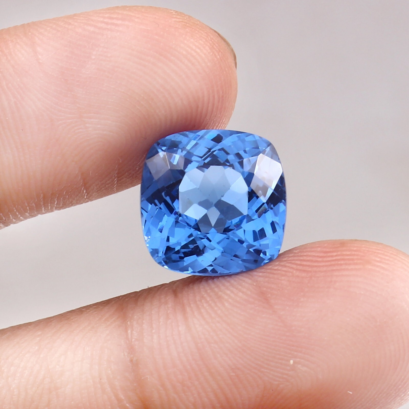 AAA Natural Flawless Ceylon Blue Spinel Loose Cushion Gemstone Cut 12×12 MM
