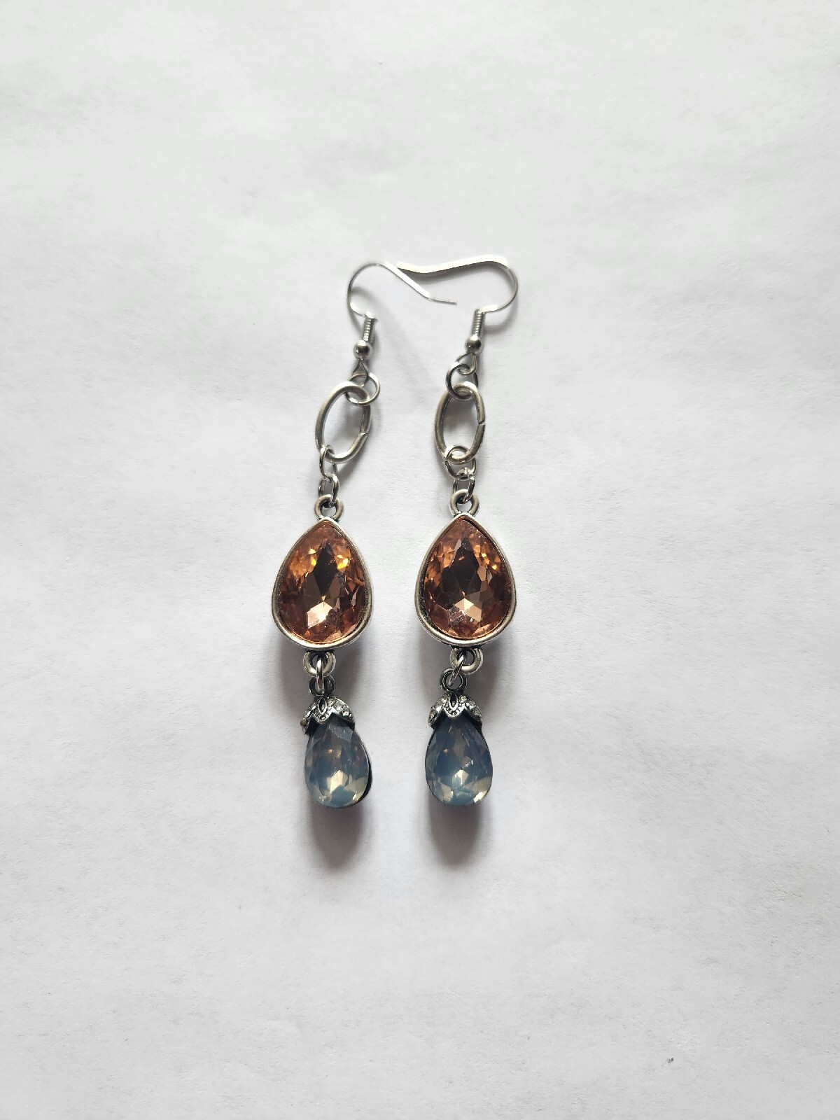 Glass Peach and Blue Earrings