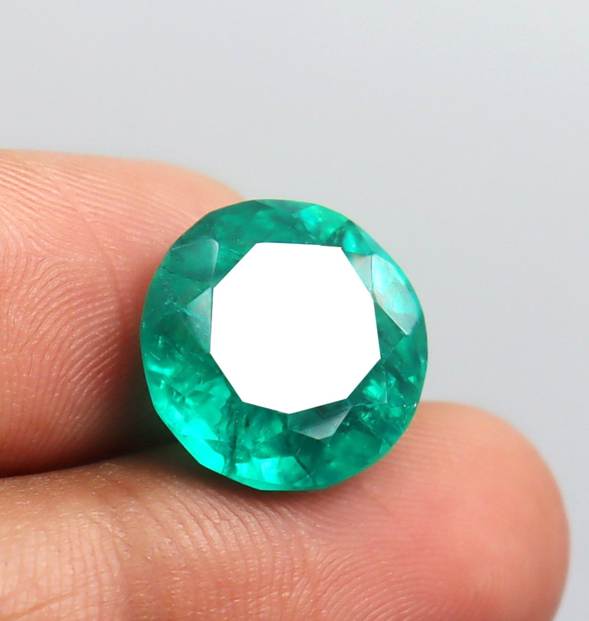 9.65 Ct Round Cut Certified Natural Colombian Green Emerald Loose Gemstone