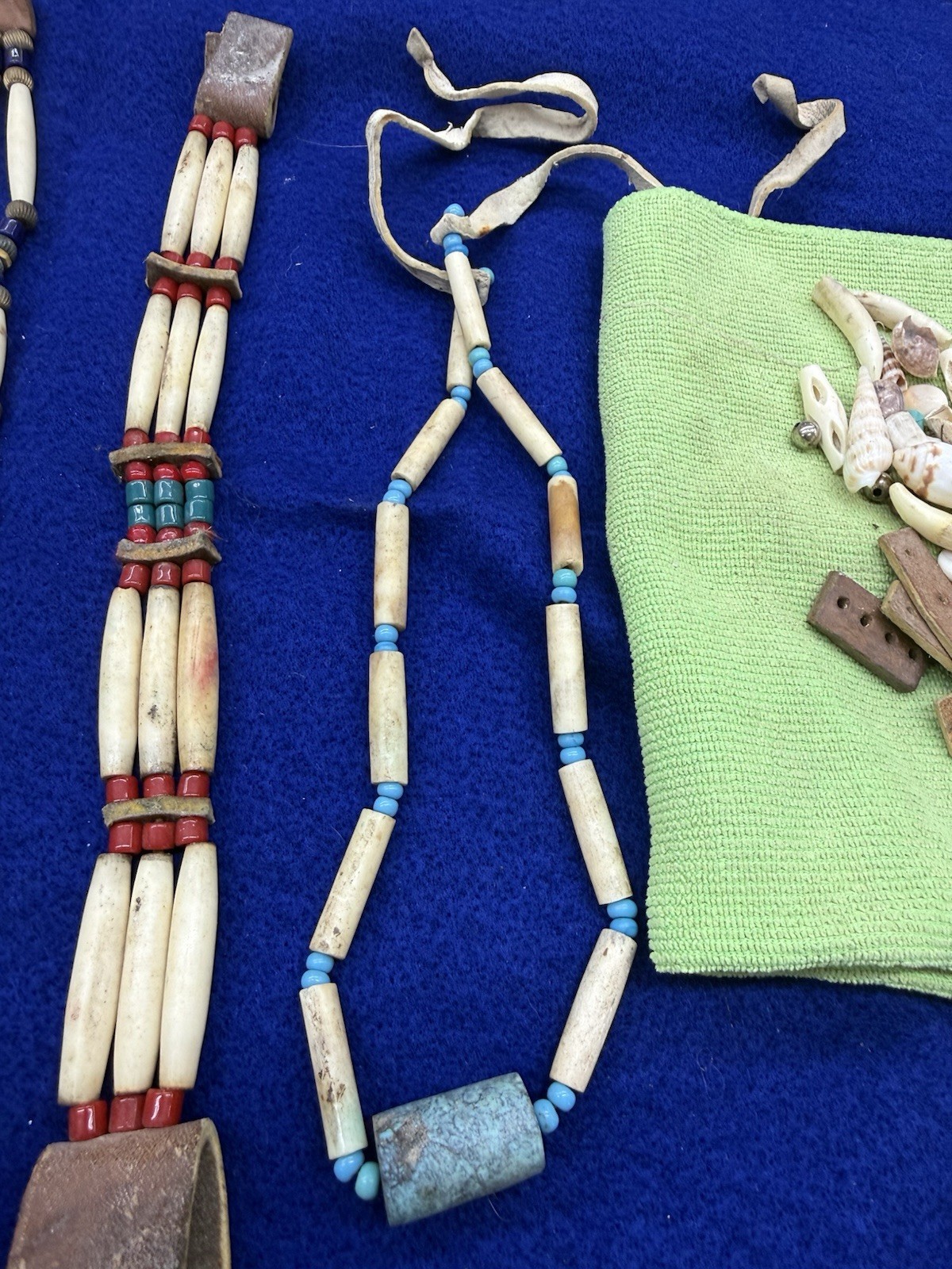 Handmade Native American Hair Pipe Choker Abalone Shell Beaded Necklace Set 4 +