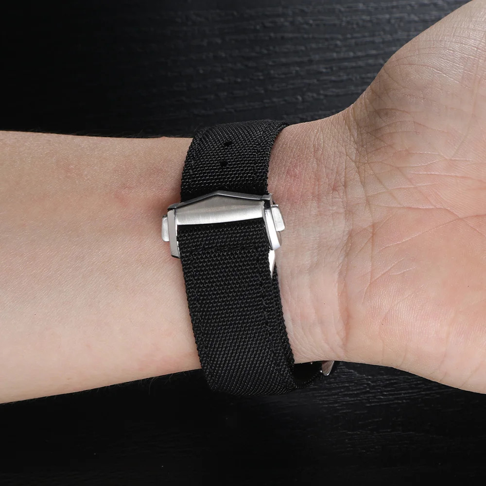 20mm 22mm Sailcloth Watchband Folding Buckle Deployant Quick Release For Omega