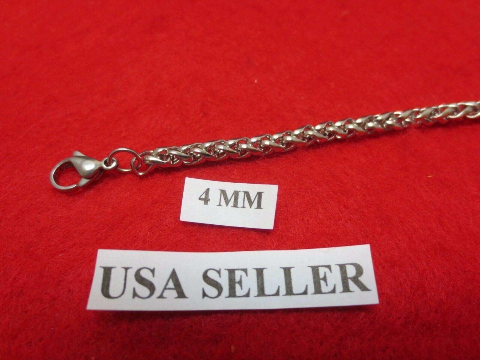 20″” 4mm Stainless Steel Silver Braided Wheat Rope Chain Necklace USA Seller