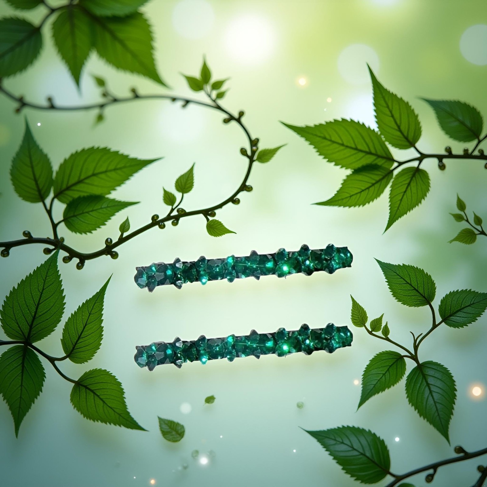 2Pcs Green Shiny Rhinestone Diamond Hair Barrette Clip, Hair Pin, Bobby Pins …