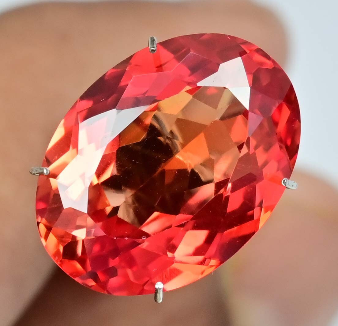 Natural Imperial Topaz 16.60 Ct Excellent Oval Certified Flawless Loose Gemstone