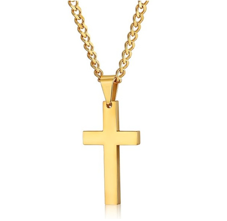 60Cm Cuban Chain With Cross, Mirror Polished, Men’s And Women’s Jewelry