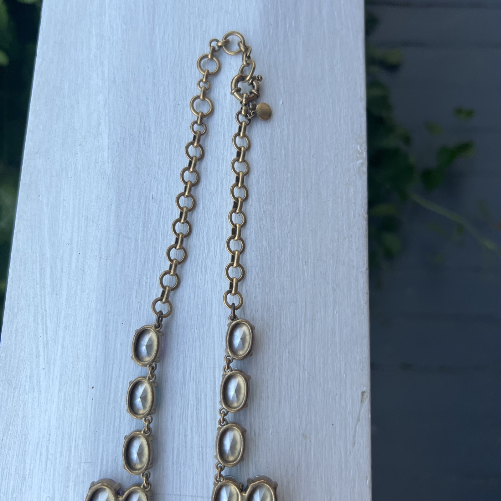 J.Crew Multicolor Blue Brown yellow Purple Collar Gold Crystal Necklace