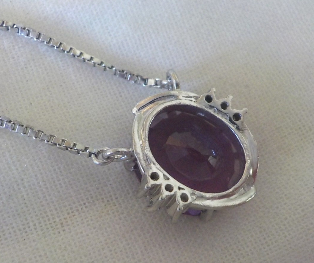 Platinum Unique Purple Tourmaline Diamond Necklace – 7.36 gms, 16.3 in, 3.79 ctw