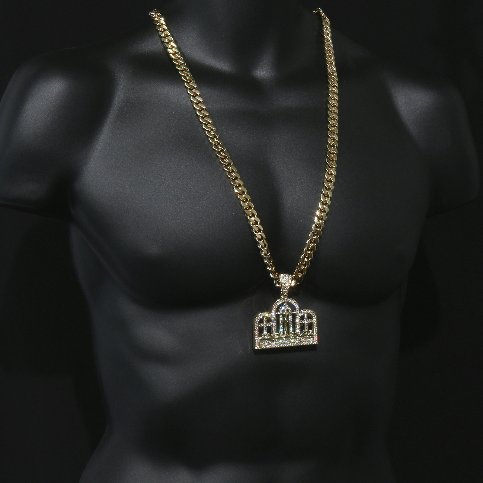 14k Gold Plated Big Last Supper Cubic-Zirconia Hip Hop Pendant 30″ Cuban Chain
