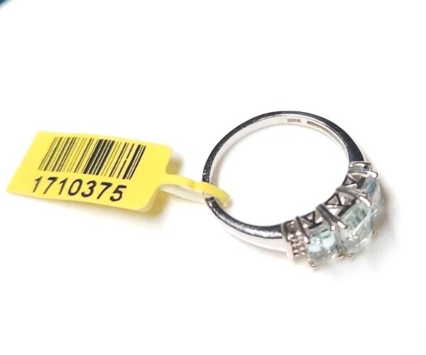 Ring Size 9 Light Blue Stone On SS 925 NWT