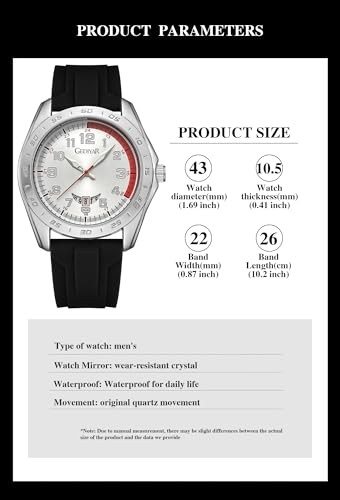 Stylish Wrist Watches for Mens,Arabic Numbers Casual Business G717 silver black
