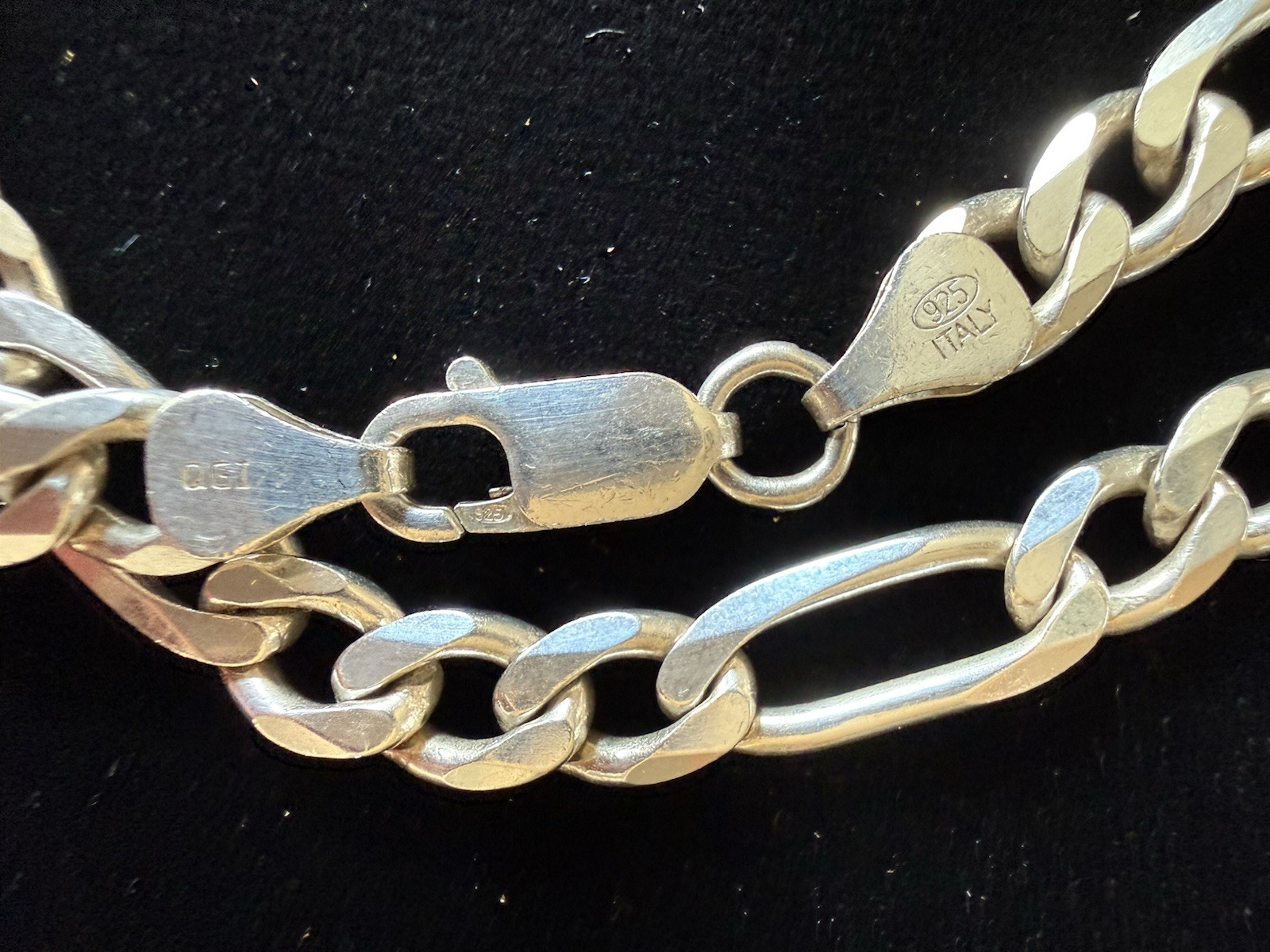 Men Women Figaro Link Chain Necklace 22″ 35gm 6.3mm 925 Sterling Silver Italy
